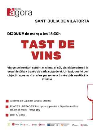 Agenda GENT GRAN OSONA Tast de vins al Casal d´Avis a Sant Julià de Vilatorta