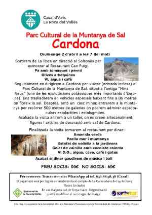 Agenda DONA Visita al parc cultural de la Muntanya de Sal a Cardona a la Roca del Vallès