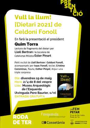 Agenda PRESENTACIO OSONA Presentació ´Vull la llum! [Dietari 2021]´ de Celdoni Fonoll a Roda de Ter